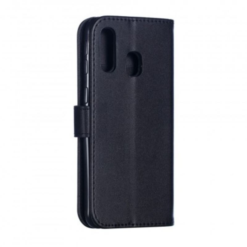 Capa Folio Para Samsung Galaxy A40 De Cordão Efeito De Couro Com Tiras