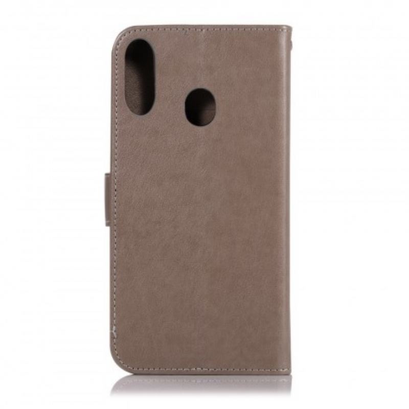 Capa Folio Para Samsung Galaxy A40 Coruja Apanhador De Sonhos Com Efeito De Couro