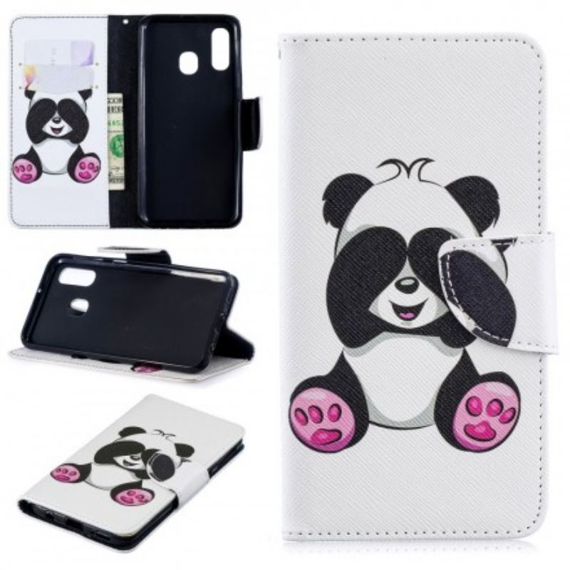 Capa Folio Para Samsung Galaxy A40 Panda Divertido