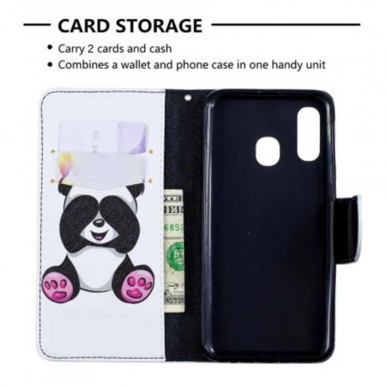 Capa Folio Para Samsung Galaxy A40 Panda Divertido