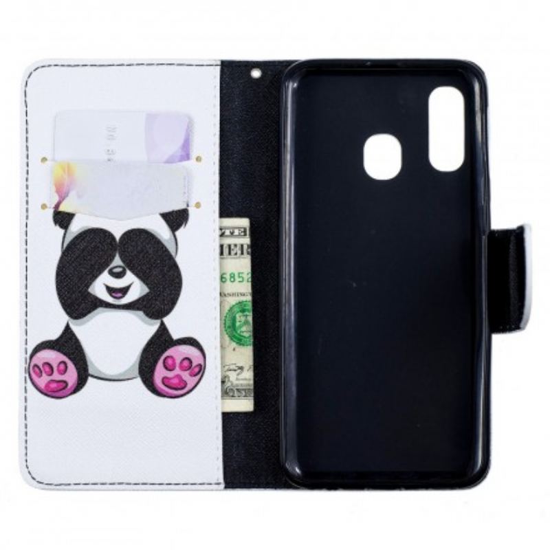 Capa Folio Para Samsung Galaxy A40 Panda Divertido