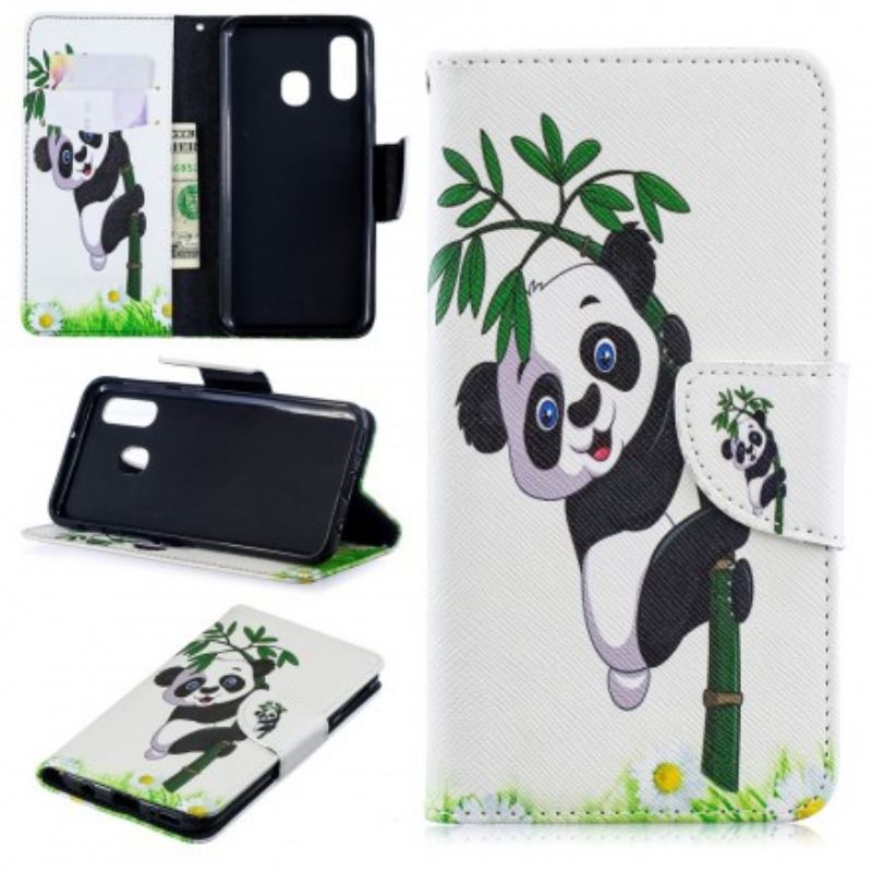 Capa Folio Para Samsung Galaxy A40 Panda No Bambu