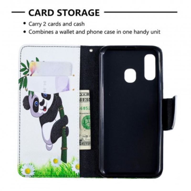 Capa Folio Para Samsung Galaxy A40 Panda No Bambu