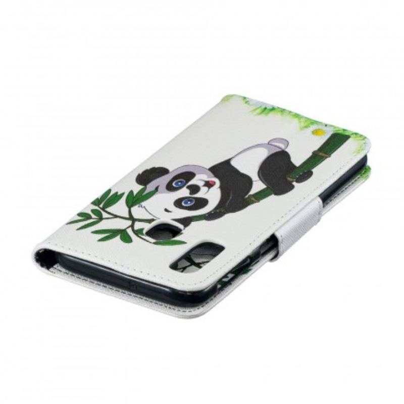 Capa Folio Para Samsung Galaxy A40 Panda No Bambu