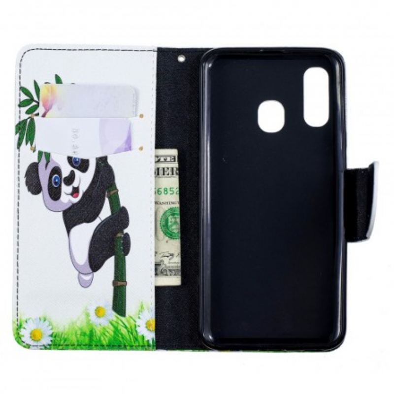 Capa Folio Para Samsung Galaxy A40 Panda No Bambu