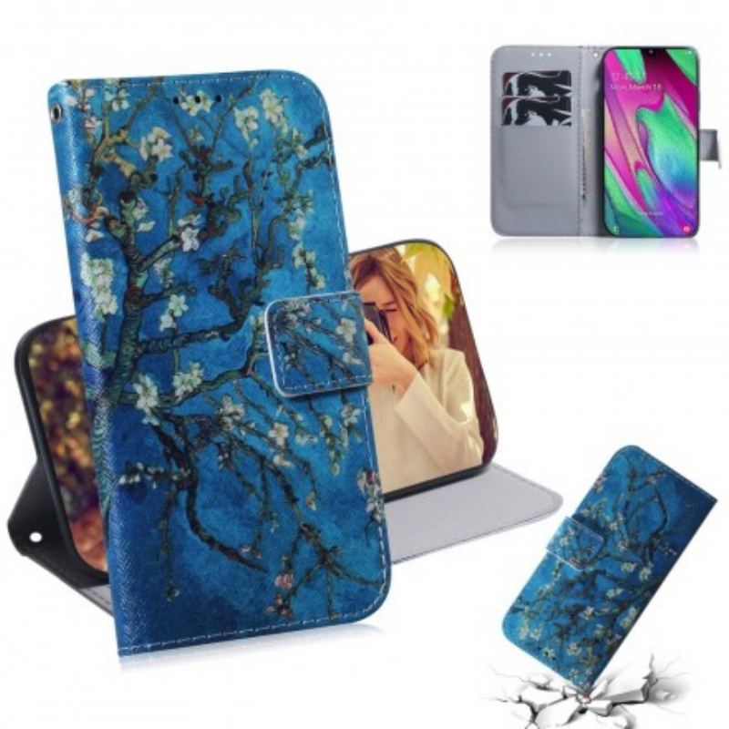 Capa Folio Para Samsung Galaxy A40 Ramo De Árvore Florido