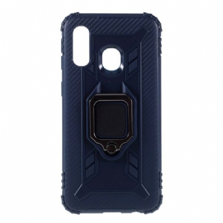 Capa Para Samsung Galaxy A40 Anel E Fibra De Carbono