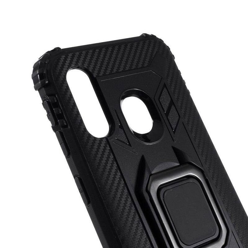 Capa Para Samsung Galaxy A40 Anel E Fibra De Carbono