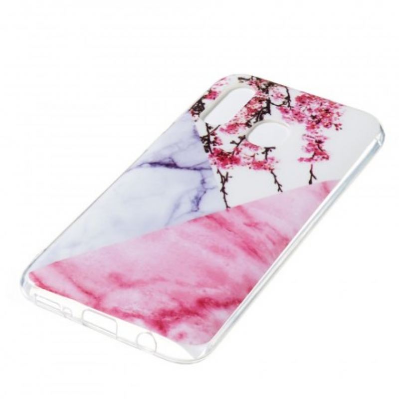 Capa Para Samsung Galaxy A40 Flor De Ameixa Marmorizada