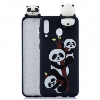 Capa Para Samsung Galaxy A40 Pandas 3d Em Bambu