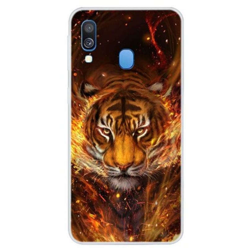 Capa Para Samsung Galaxy A40 Tigre De Fogo