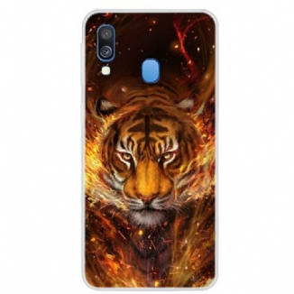 Capa Para Samsung Galaxy A40 Tigre De Fogo