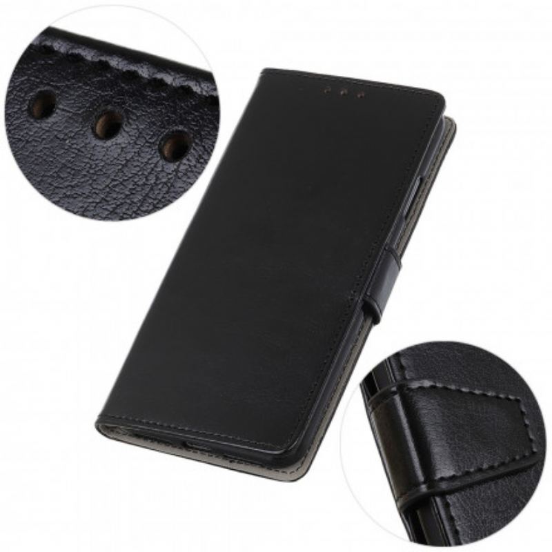 Capa Flip Para Xiaomi Redmi Note 9T Efeito Couro Brilhante Simples