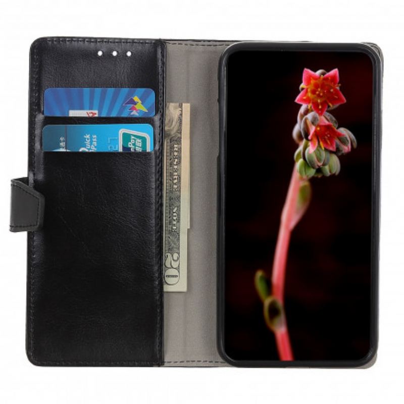 Capa Flip Para Xiaomi Redmi Note 9T Efeito Couro Brilhante Simples