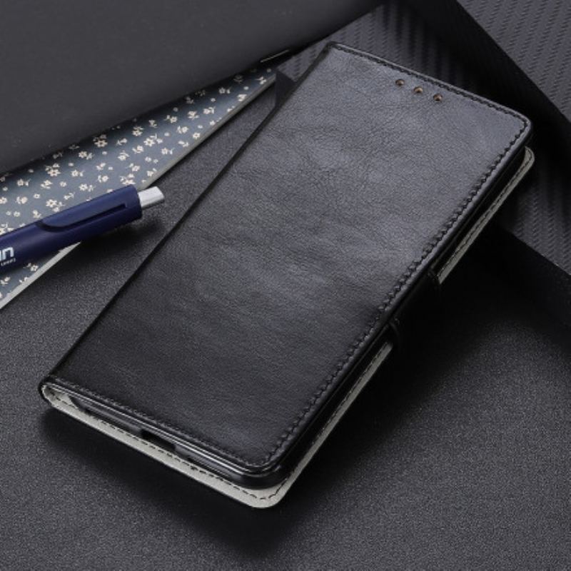 Capa Flip Para Xiaomi Redmi Note 9T Efeito Couro Brilhante Simples