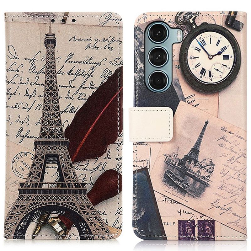 Capa De Couro Para Moto G200 5G Torre Eiffel Do Poeta