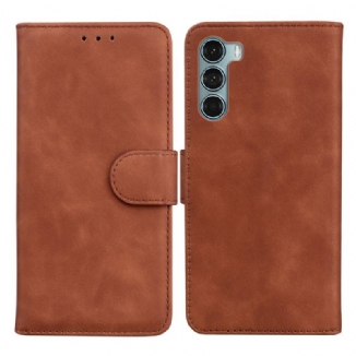 Capa Flip Para Moto G200 5G Efeito Couro Monocromático