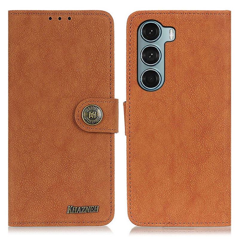 Capa Folio Para Moto G200 5G Couro Dividido Retrô Khazneh