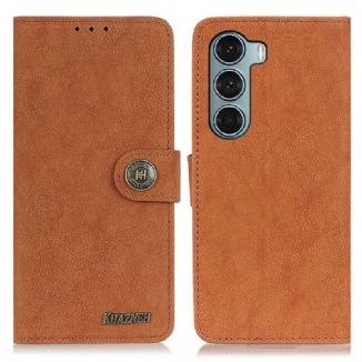 Capa Folio Para Moto G200 5G Couro Dividido Retrô Khazneh