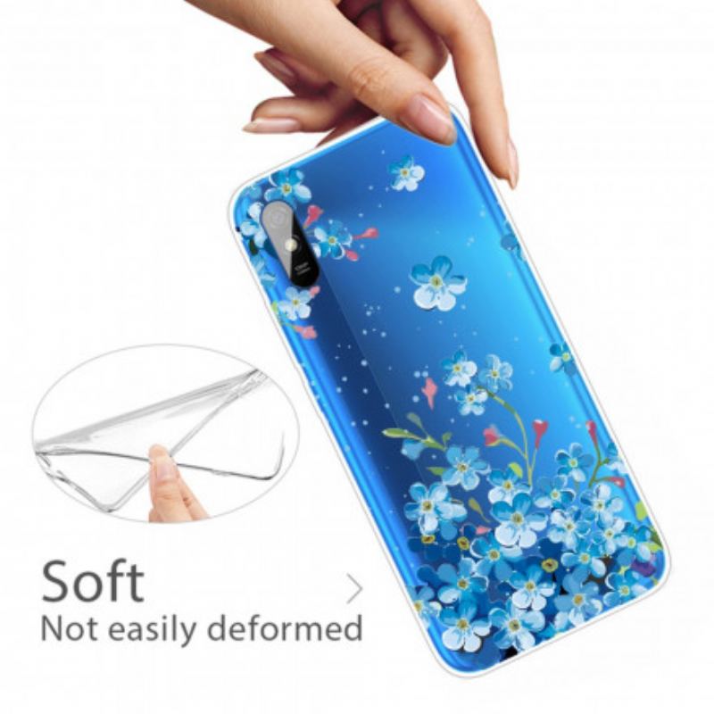 Capa De Celular Para Xiaomi Redmi 9A Buquê De Flores Azuis