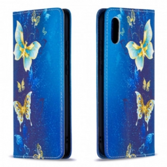 Capa De Celular Para Xiaomi Redmi 9A Flip Borboletas Azuis