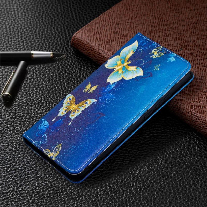 Capa De Celular Para Xiaomi Redmi 9A Flip Borboletas Azuis