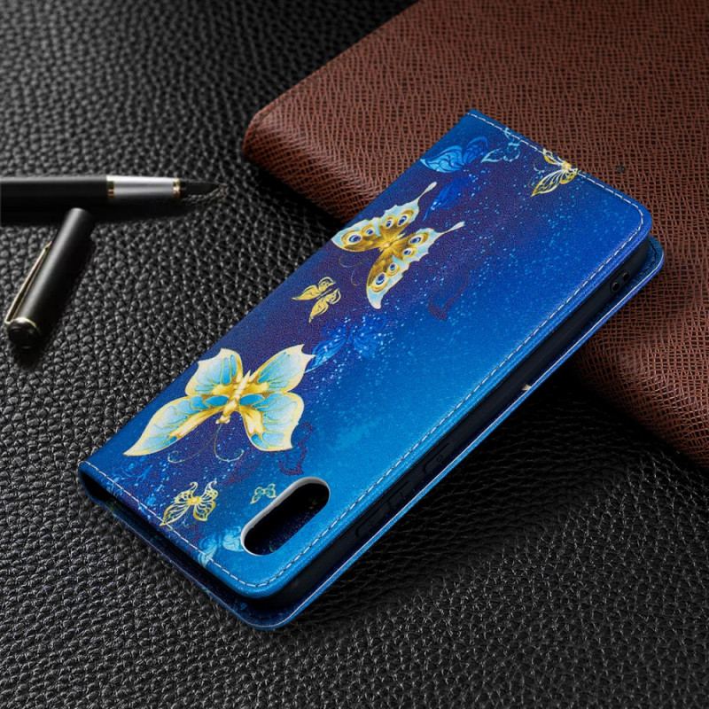 Capa De Celular Para Xiaomi Redmi 9A Flip Borboletas Azuis