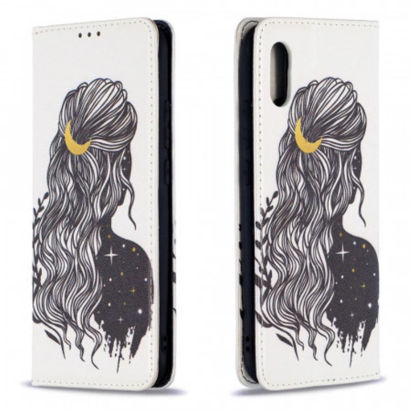 Capa De Celular Para Xiaomi Redmi 9A Flip Cabelo Bonito