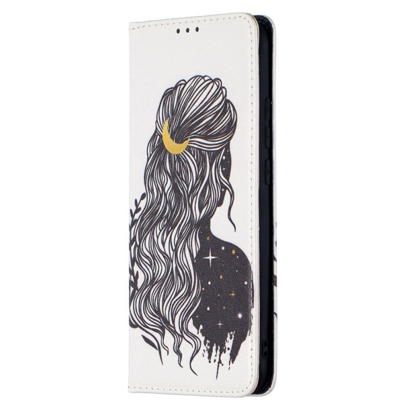 Capa De Celular Para Xiaomi Redmi 9A Flip Cabelo Bonito