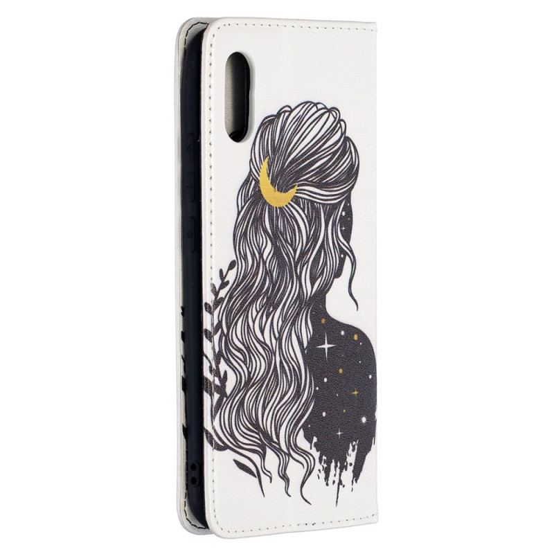 Capa De Celular Para Xiaomi Redmi 9A Flip Cabelo Bonito