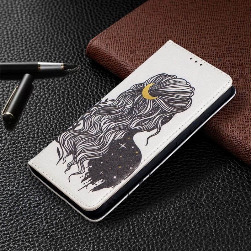 Capa De Celular Para Xiaomi Redmi 9A Flip Cabelo Bonito