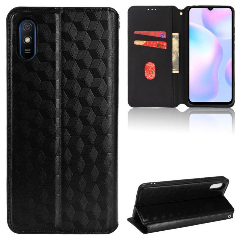 Capa De Celular Para Xiaomi Redmi 9A Flip Efeito Couro Diamante