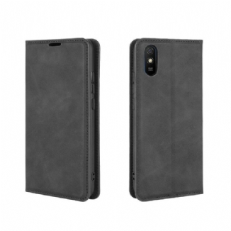 Capa De Celular Para Xiaomi Redmi 9A Flip Efeito Couro Macio