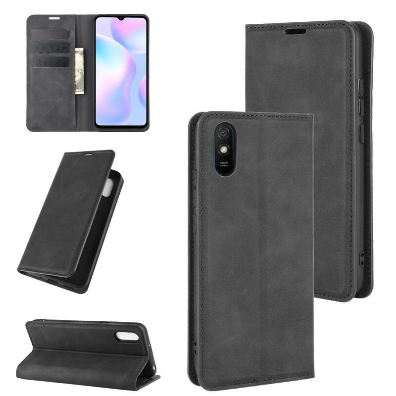 Capa De Celular Para Xiaomi Redmi 9A Flip Efeito Couro Macio