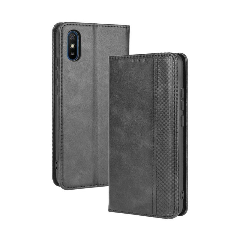 Capa De Celular Para Xiaomi Redmi 9A Flip Efeito Couro Vintage Estilizado