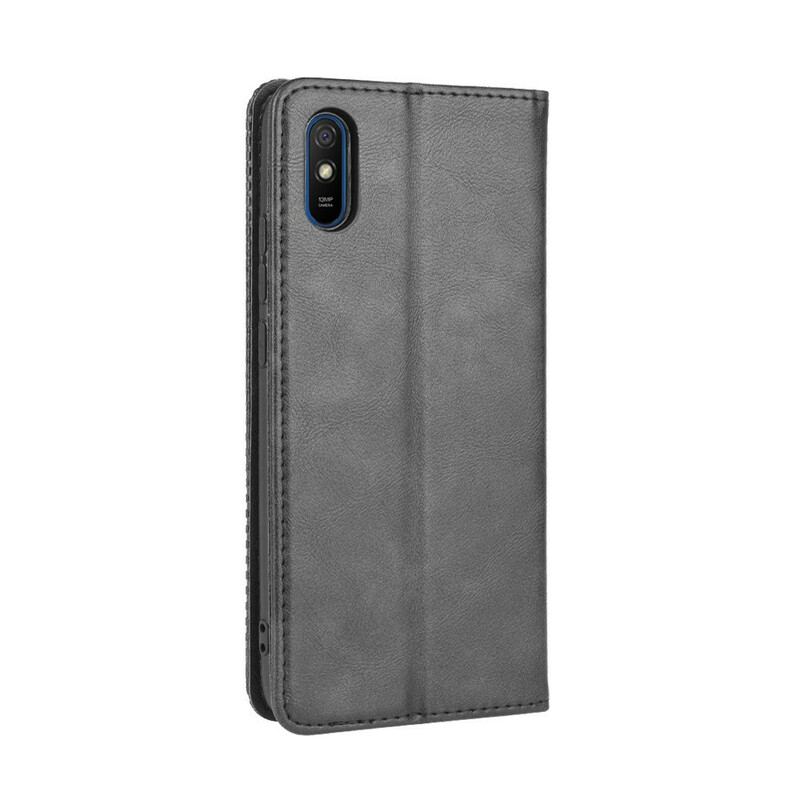 Capa De Celular Para Xiaomi Redmi 9A Flip Efeito Couro Vintage Estilizado