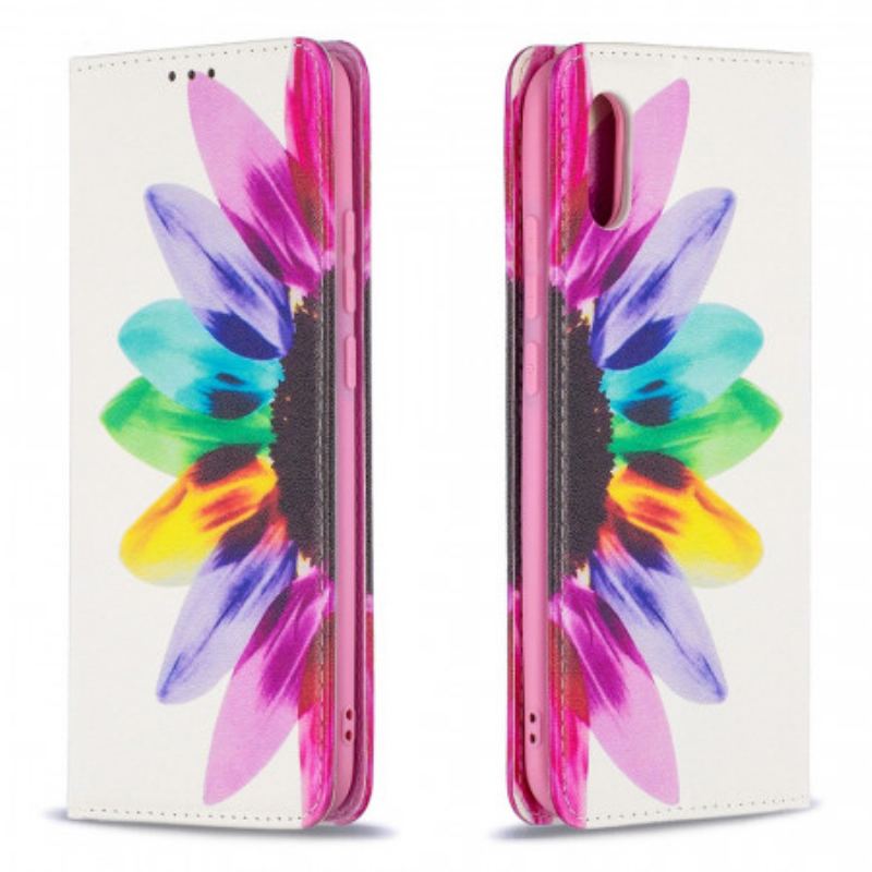 Capa De Celular Para Xiaomi Redmi 9A Flip Flor Aquarela