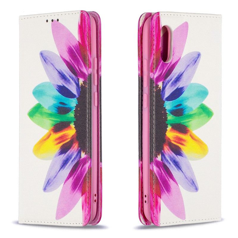 Capa De Celular Para Xiaomi Redmi 9A Flip Flor Aquarela