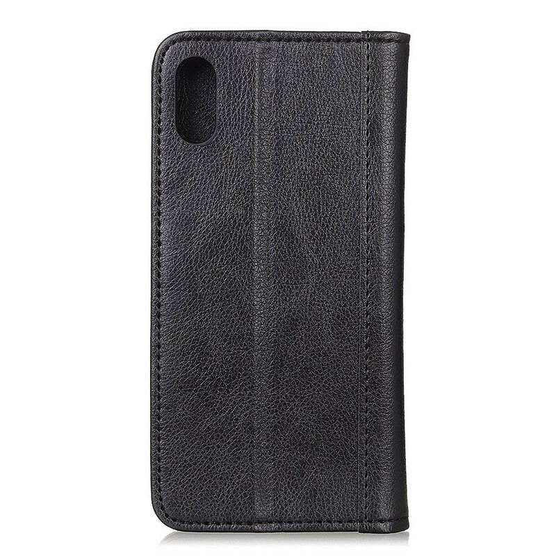 Capa De Celular Para Xiaomi Redmi 9A Flip Versão Couro Rachado Lichia