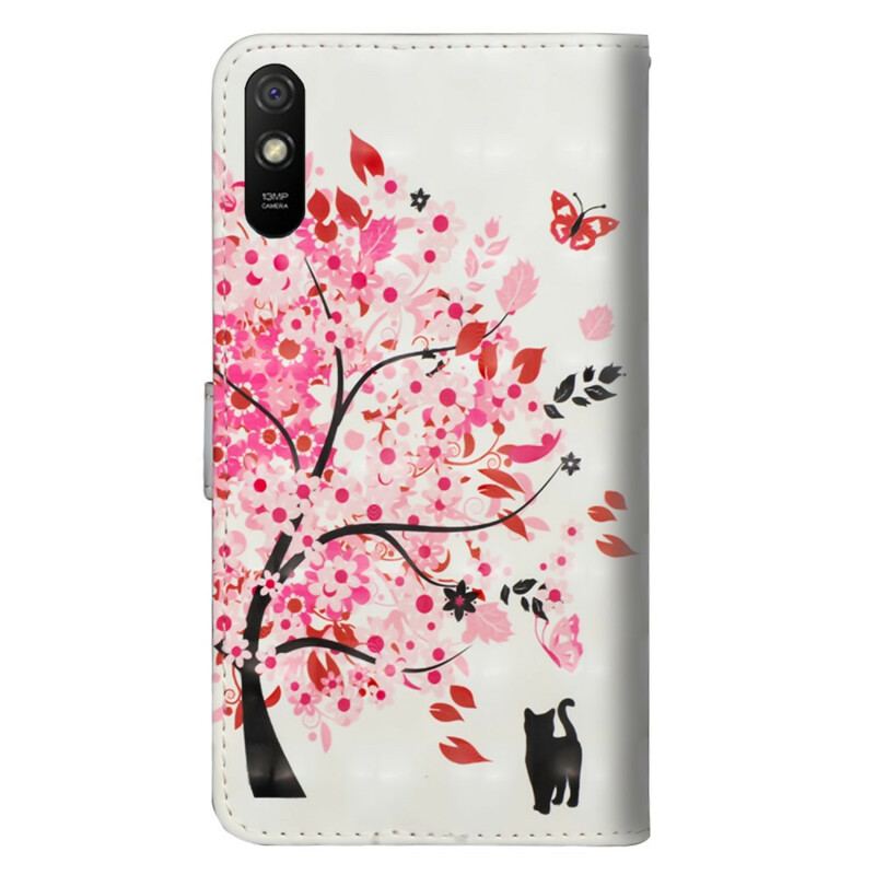 Capa De Couro Para Xiaomi Redmi 9A Árvore Rosa