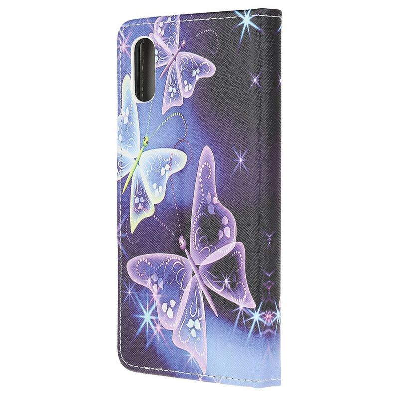 Capa De Couro Para Xiaomi Redmi 9A Borboletas Neon