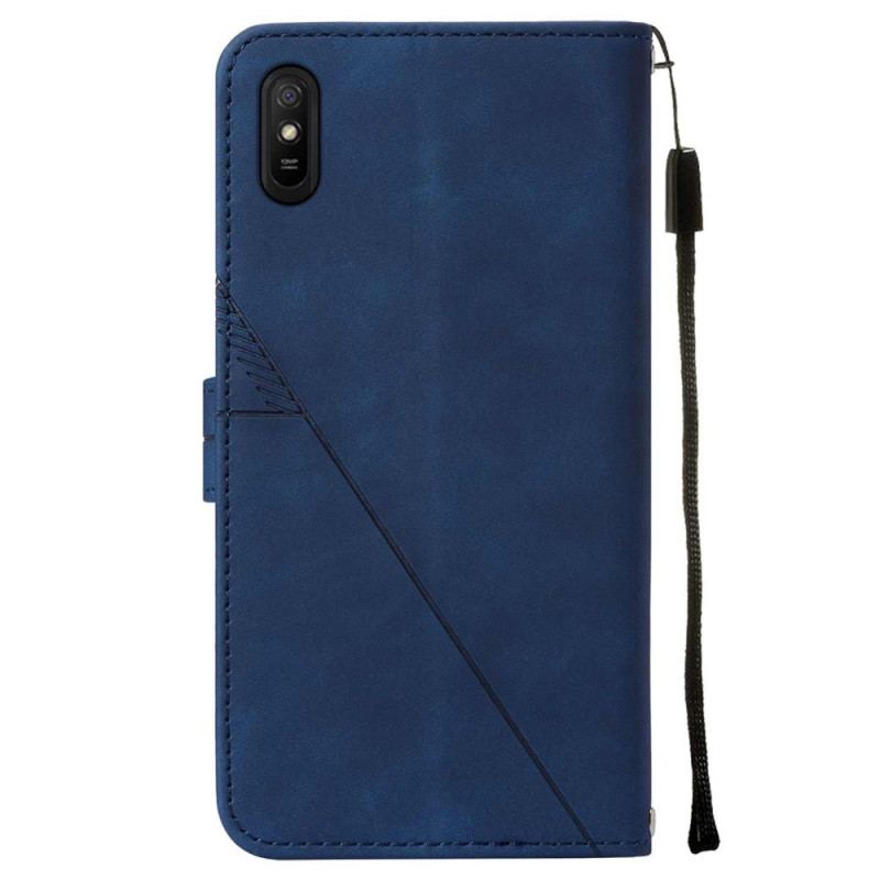 Capa De Couro Para Xiaomi Redmi 9A Efeito Couro Pirâmide