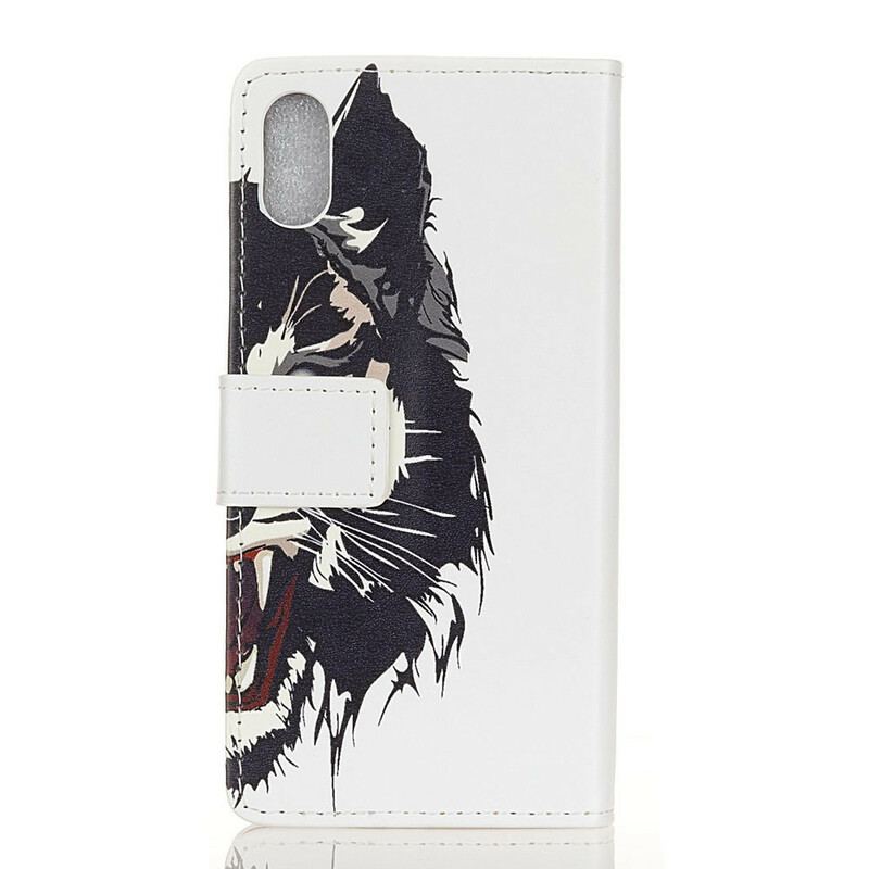 Capa De Couro Para Xiaomi Redmi 9A Tigre Feroz