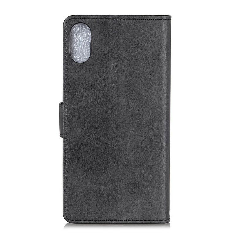 Capa Em Pele Para Xiaomi Redmi 9A Efeito De Couro Fosco Retrô