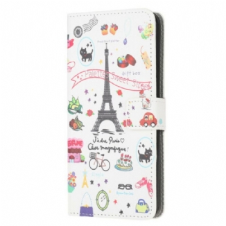 Capa Em Pele Para Xiaomi Redmi 9A Eu Amo Paris