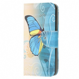 Capa Flip Para Xiaomi Redmi 9A Borboleta Azul E Amarela