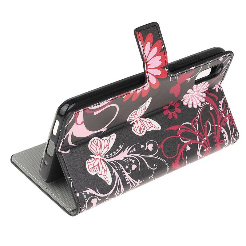 Capa Flip Para Xiaomi Redmi 9A Borboletas E Flores