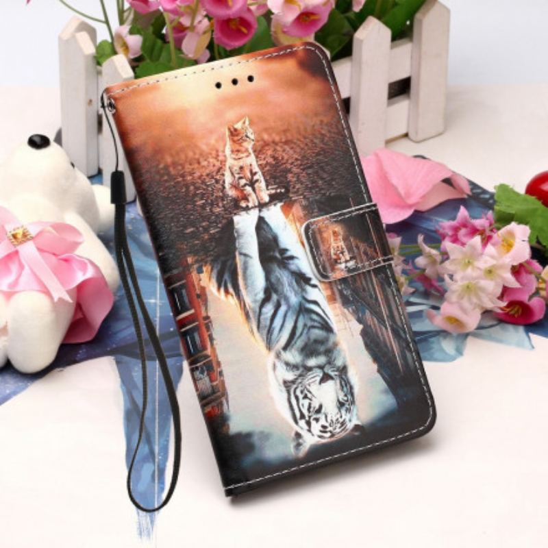 Capa Flip Para Xiaomi Redmi 9A De Cordão Devaneios De Ernest The Thong Cat