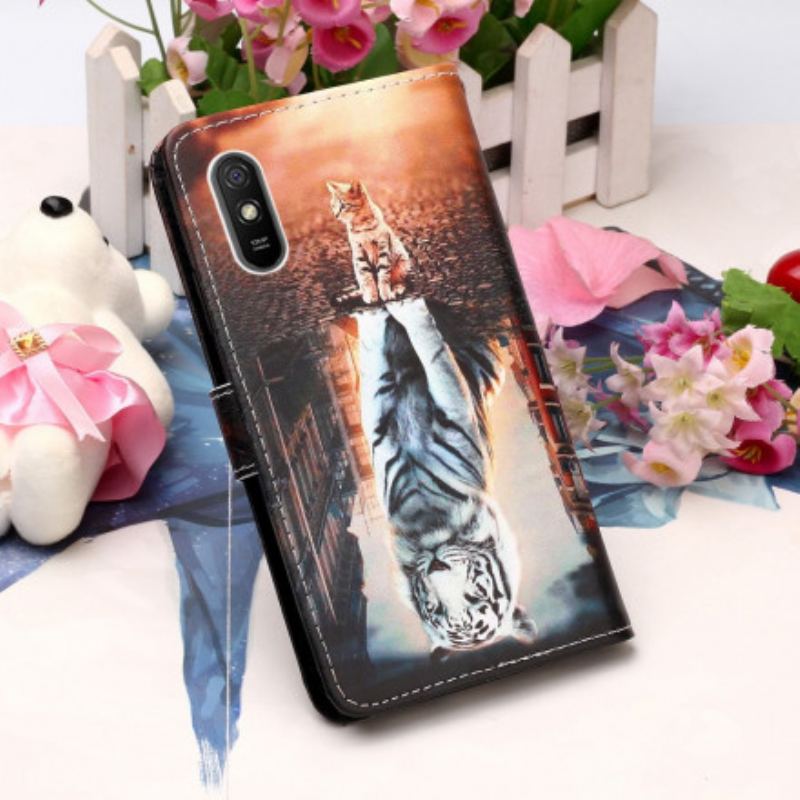 Capa Flip Para Xiaomi Redmi 9A De Cordão Devaneios De Ernest The Thong Cat