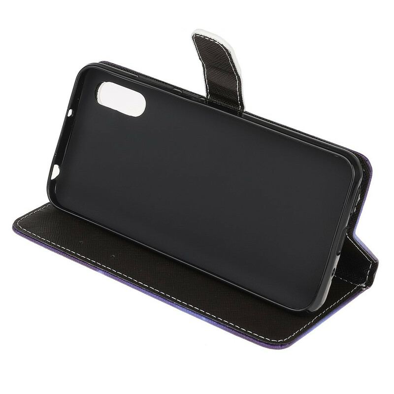 Capa Flip Para Xiaomi Redmi 9A De Cordão Olhos De Gato Preto Com Tiras